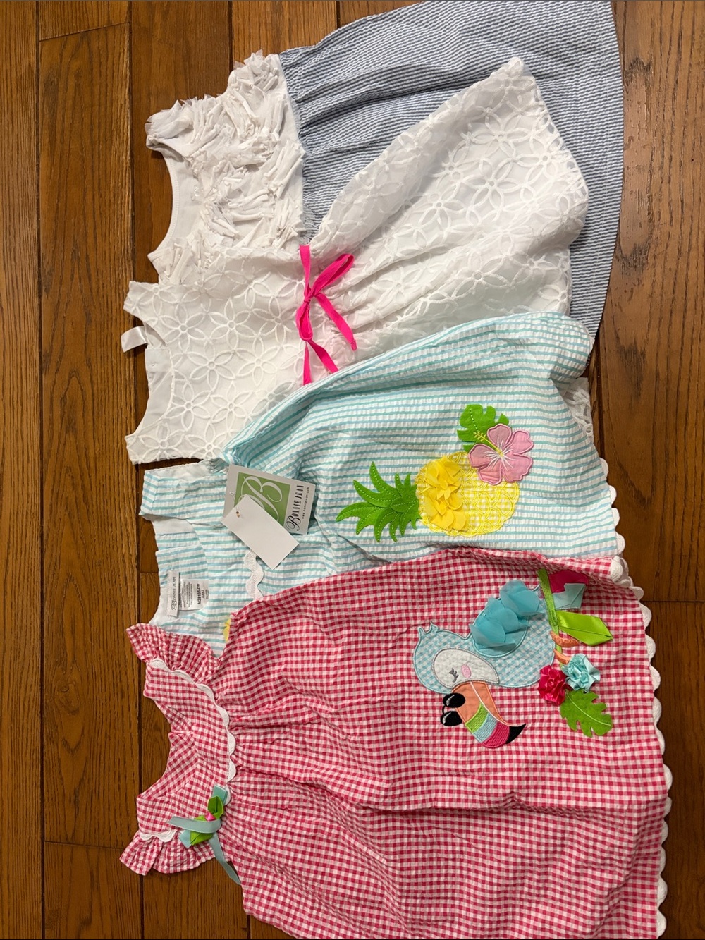 Bonnie Jean White, Pink, Aqua & Red Girls Dress Bundle